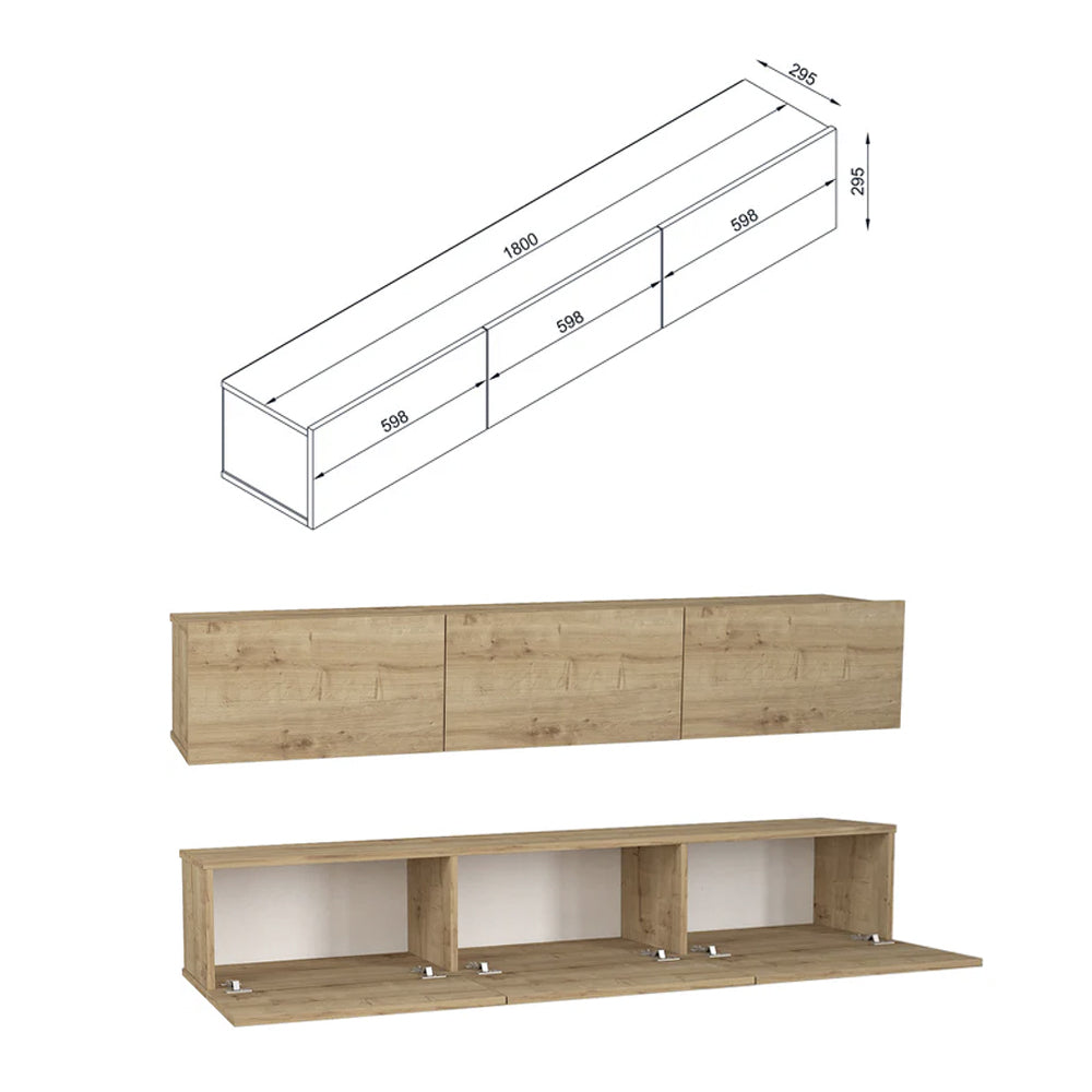 Meuble TV suspendu Chêne 180 cm - Mobilier de maison Maroc