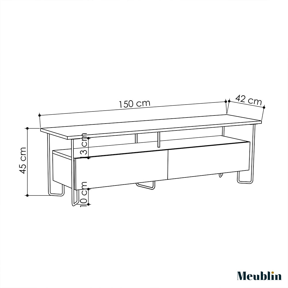 Stand TV à design nordique CORNEA 150 cm - Beige Cappuccino