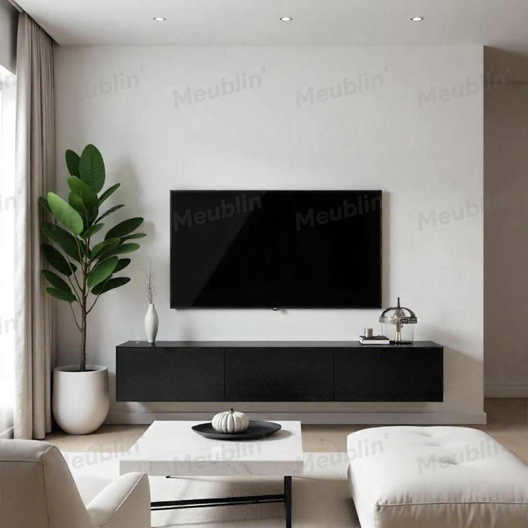 Meuble TV design suspendu DAMLA 180 cm - Noir