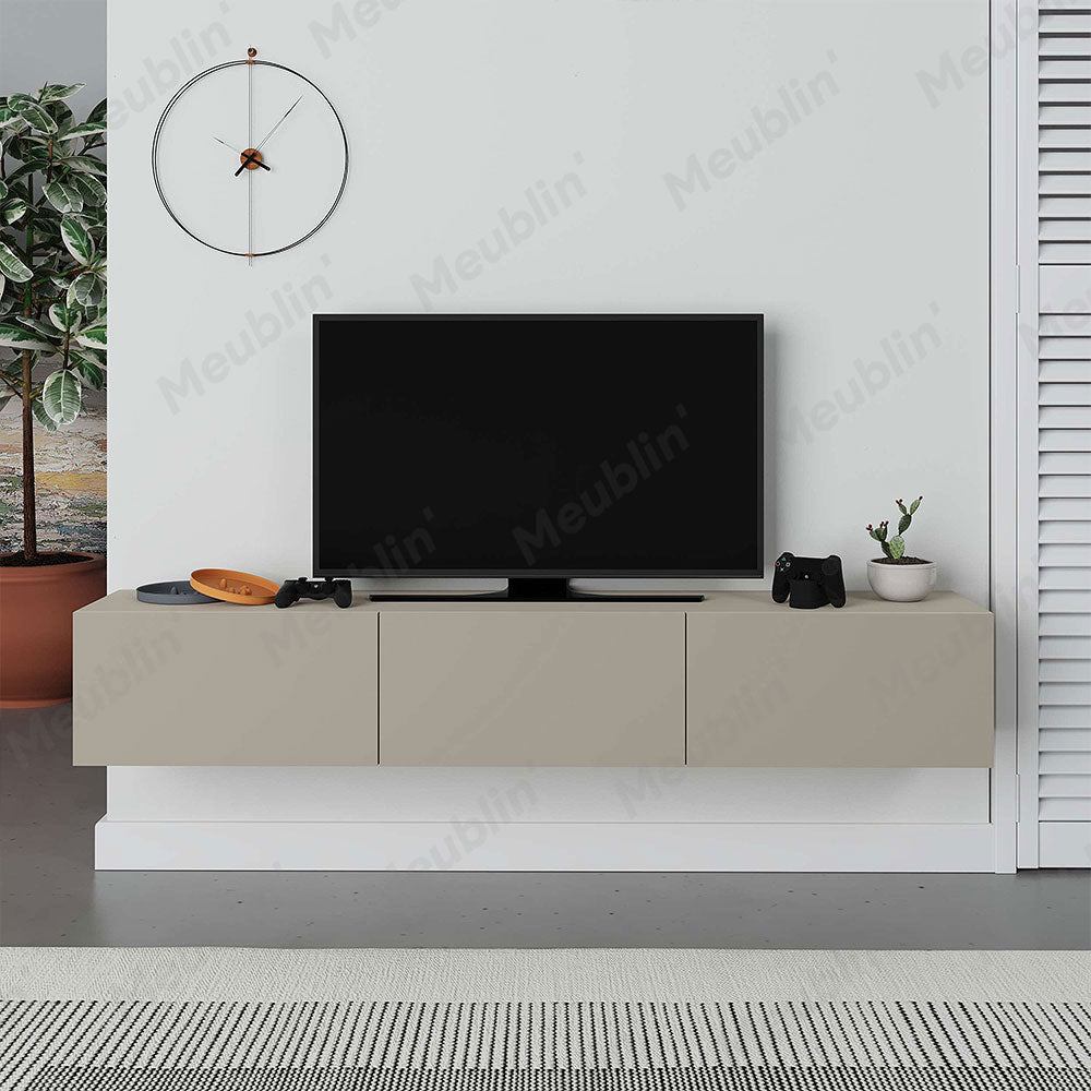 Meuble TV design suspendu FRANCY 180 cm - Beige Taupe