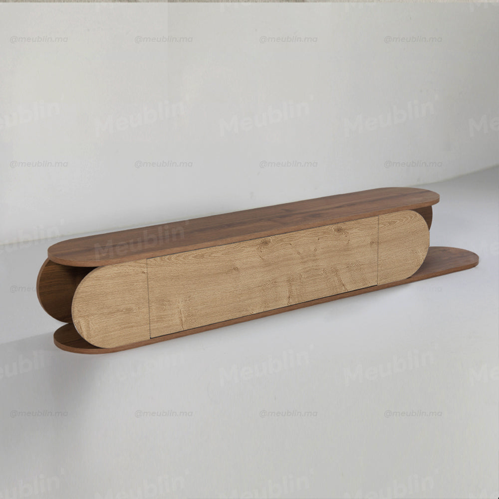 Meuble TV à design suspendu TONE 180 cm - Noyer et Chêne