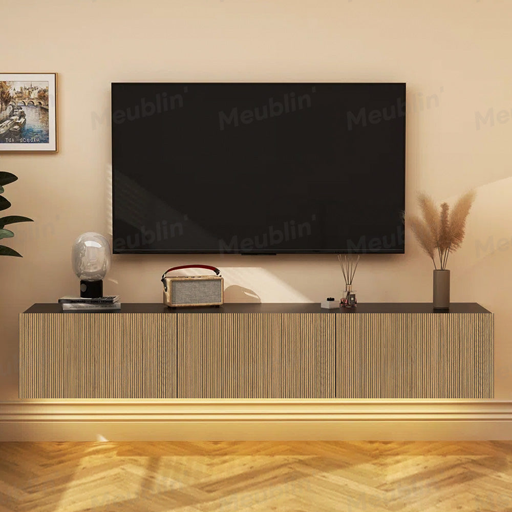 Meuble TV design suspendu DAMLA 180 cm - Noir YUNUS