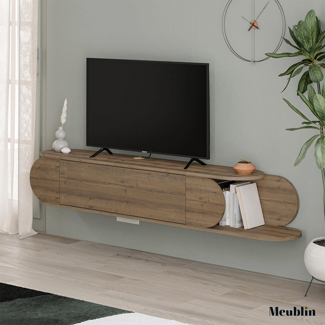 Meuble TV à design suspendu TONE 180 cm - Marron Noyer