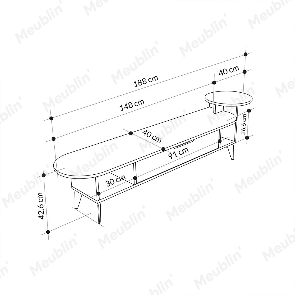 Meuble TV moderne ADA 190 cm pour séjour ou salon - Blanc