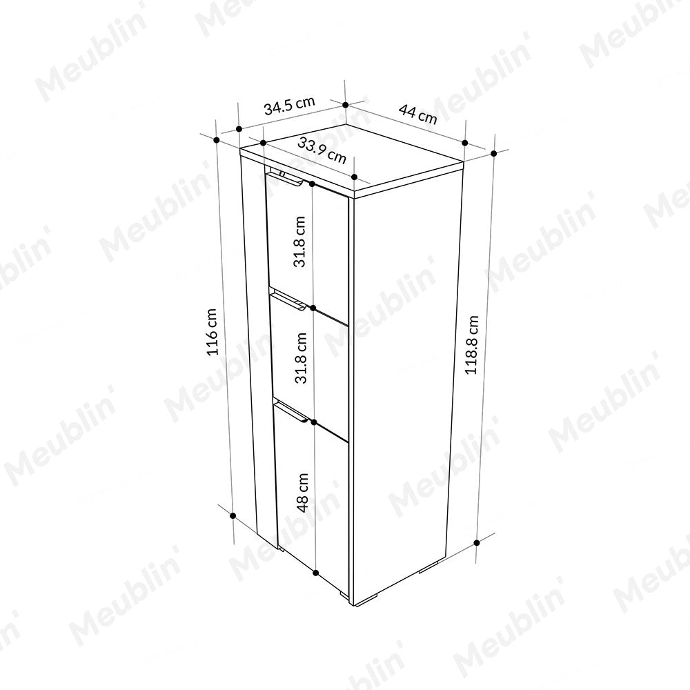 Meuble Multifonctions MAX 120 cm - 3 Casiers de rangement