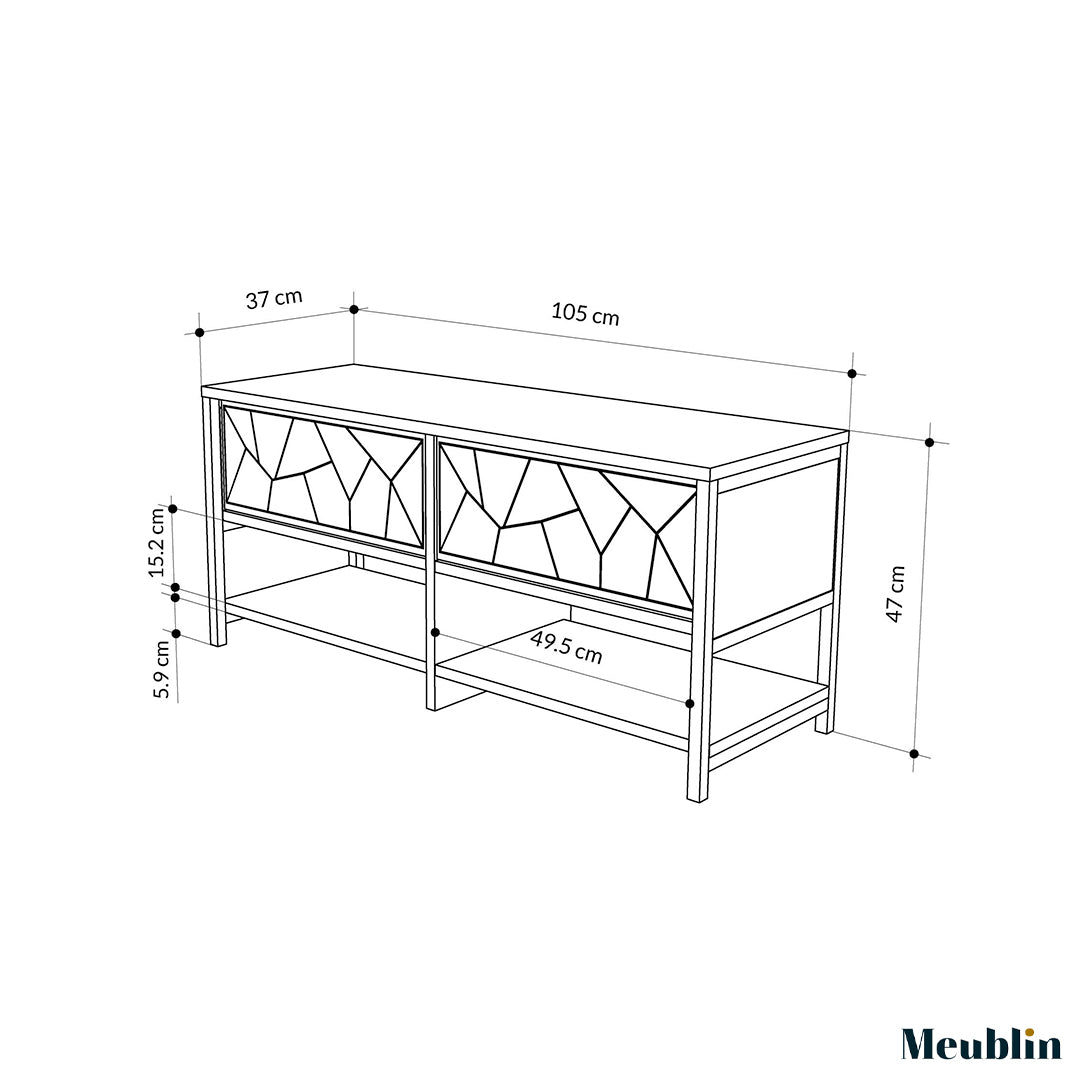 Banc à chaussures - 2 compartiments INOLA 105 cm - Meuble d'entrée