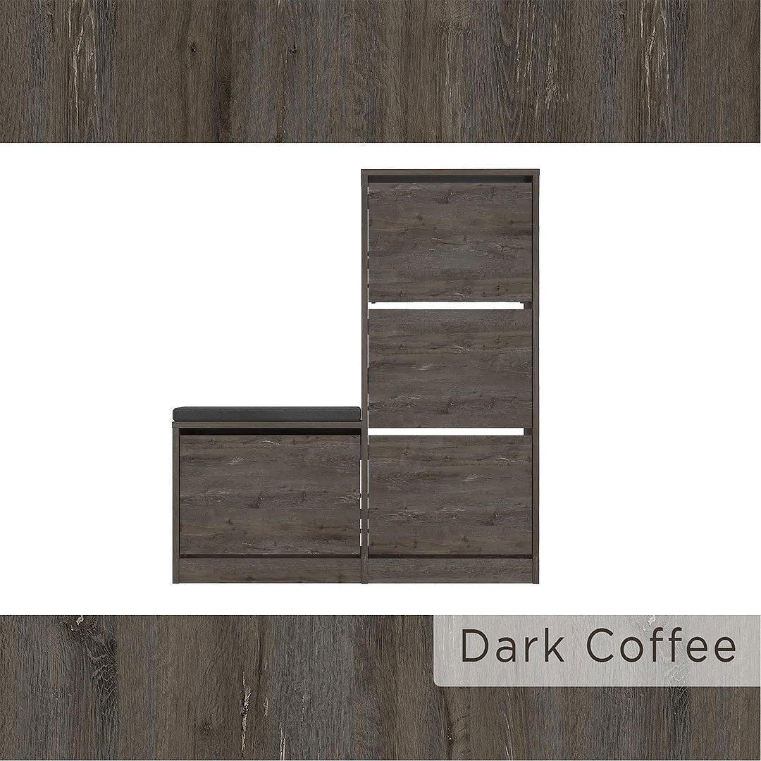 Meuble chaussures à 4 compartiments DUDE 118 cm - Dark Brown