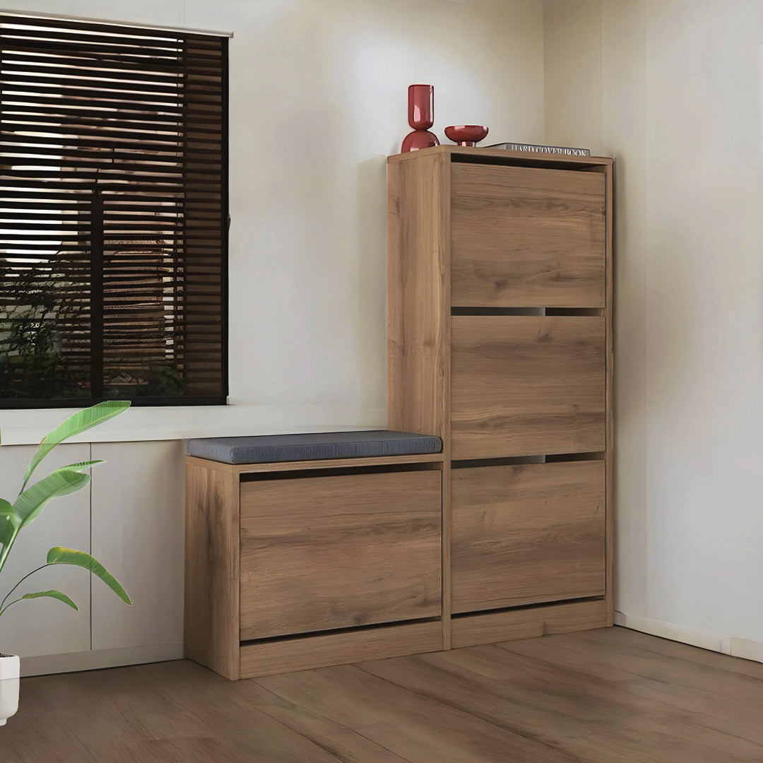 Meuble chaussures à 4 compartiments DUDE 118 cm - Mobilier d'entrée