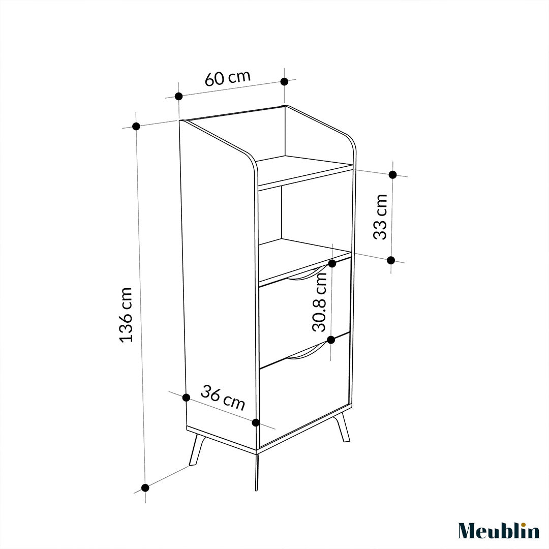 Placard de rangement polyvalent GORKI 136 cm - Mobilier Cuisine