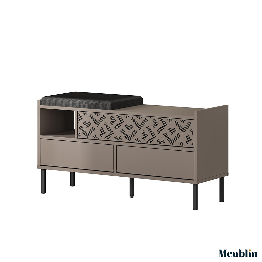 Banc à chaussures - 3 compartiments HEATON 110 cm - Cappuccino