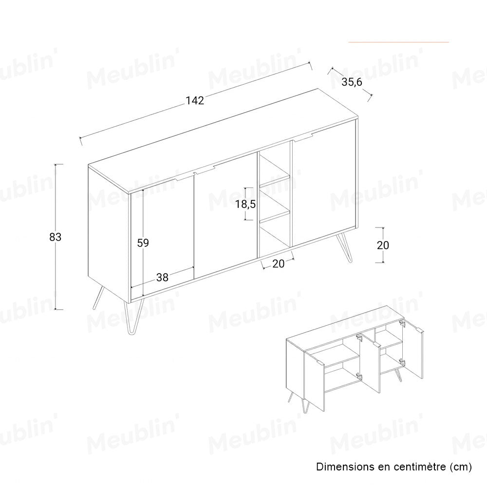 Console CLARA 142 cm - Buffet et Bahut de rangement - Design Nordique