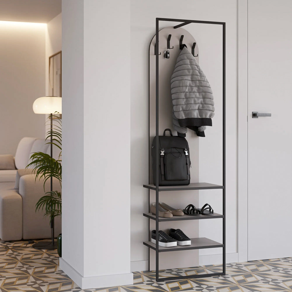 Meuble de rangement à étagères et penderie ARCHY 180 cm - Entrée ou chambre