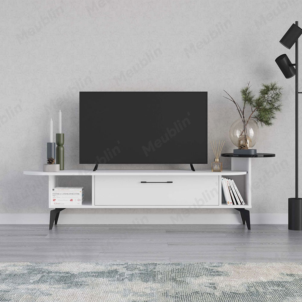 Meuble TV moderne ADA 190 cm pour séjour ou salon - Blanc