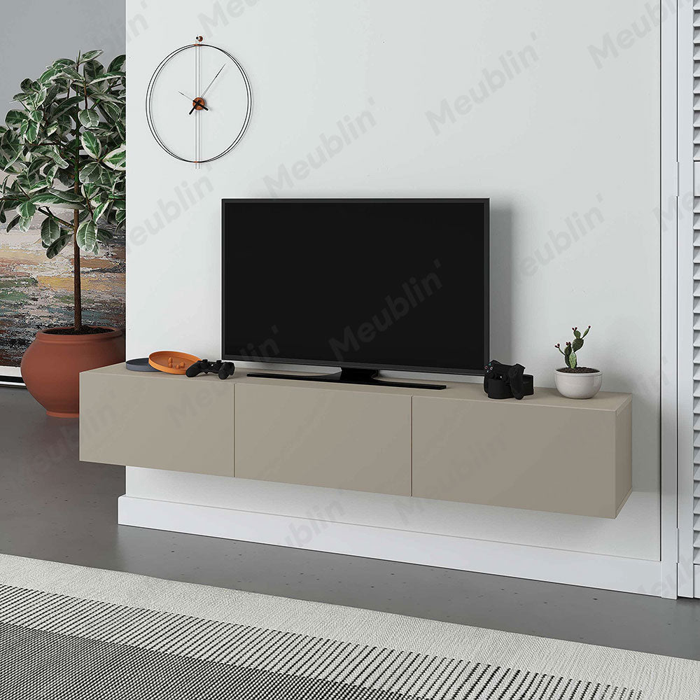 Meuble TV design suspendu FRANCY 180 cm - Beige Taupe