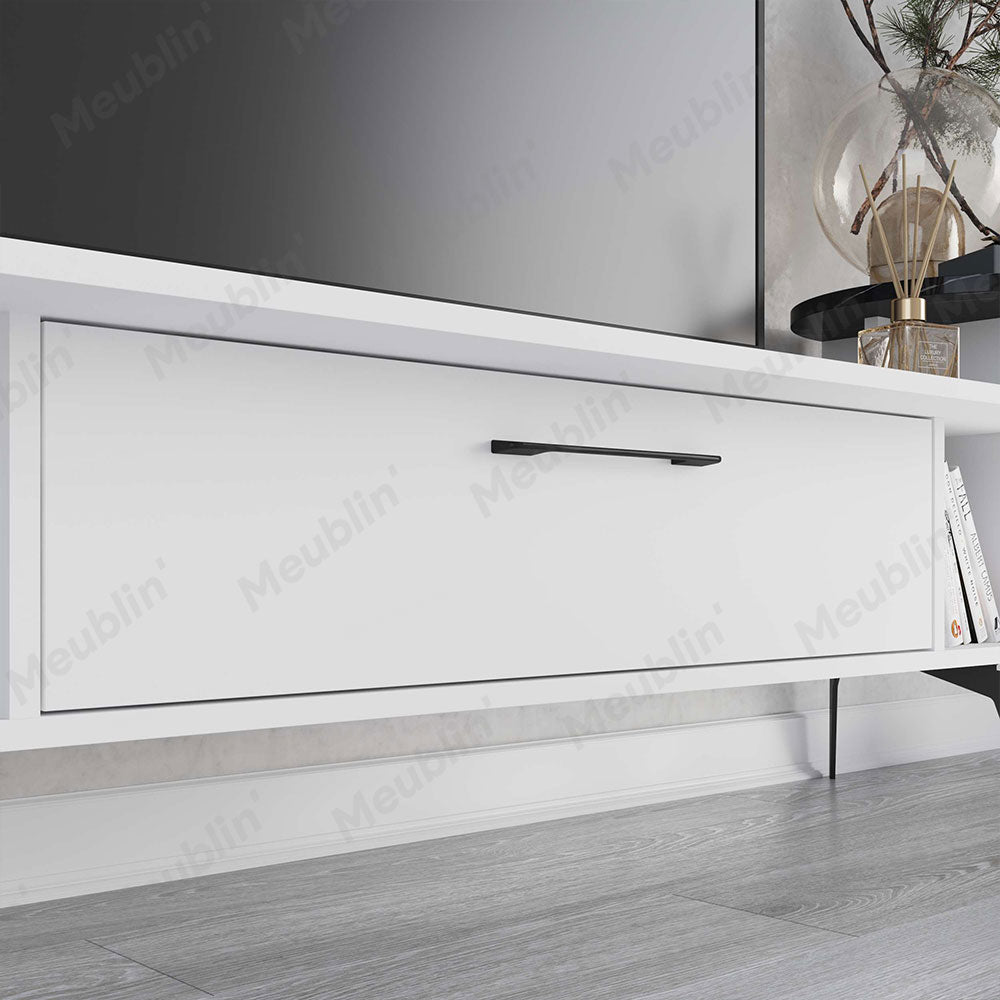 Meuble TV moderne ADA 190 cm pour séjour ou salon - Blanc