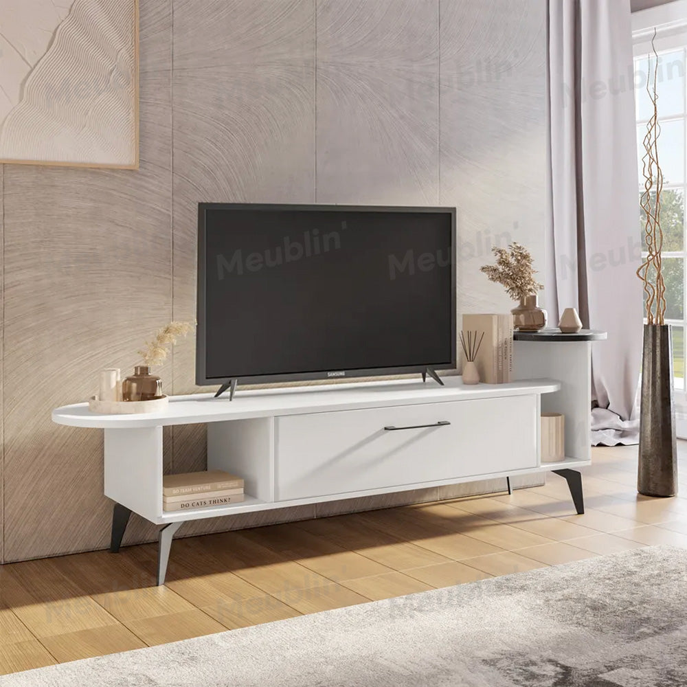 Meuble TV moderne ADA 190 cm pour séjour ou salon - Blanc