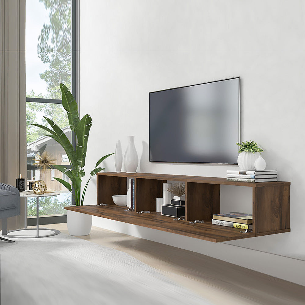 Meuble TV suspendu bois et anthracite 180 cm MOI | Leroy Merlin Meuble TV suspendu bois et anthracite 180 cm MOI | Leroy Merlin