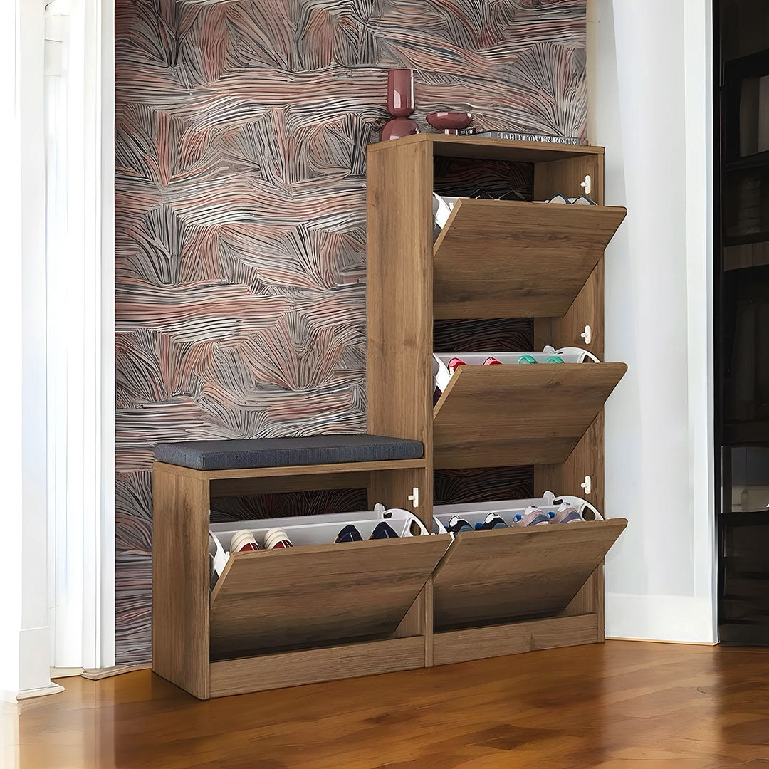 Meuble chaussures à 4 compartiments DUDE 118 cm - Mobilier d'entrée