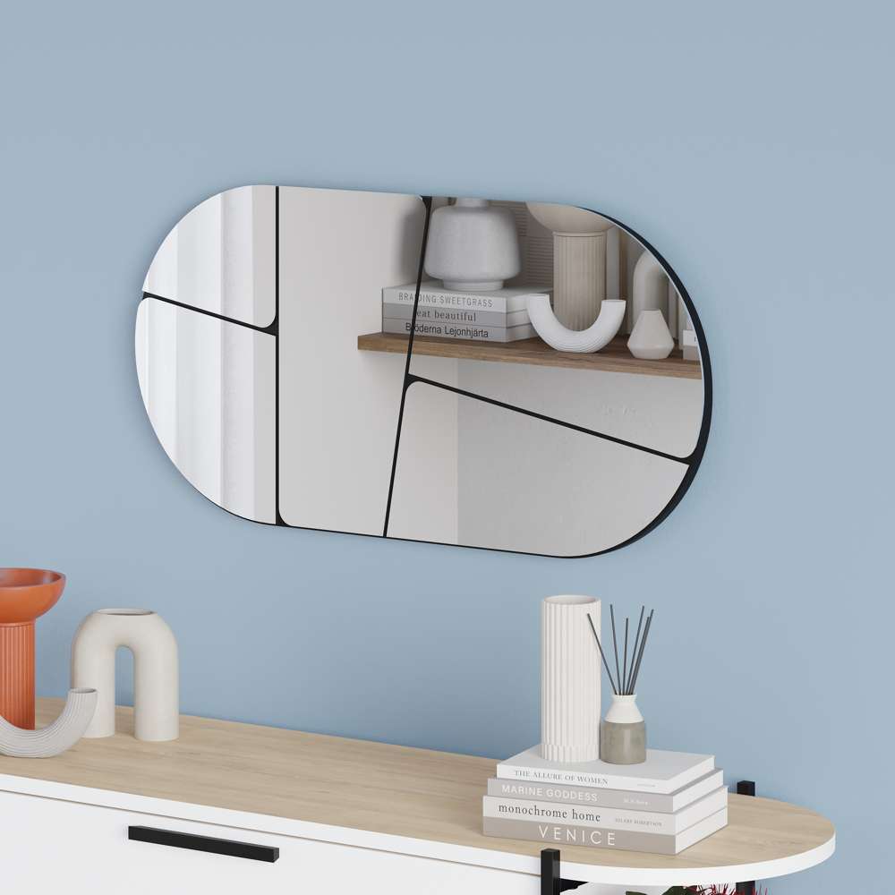 Miroir moderne OTIS 80 cm - Cadre en bois - Décoration d'intérieur - Meublin.ma Bibliothèque à étagères libres Meublin.ma
