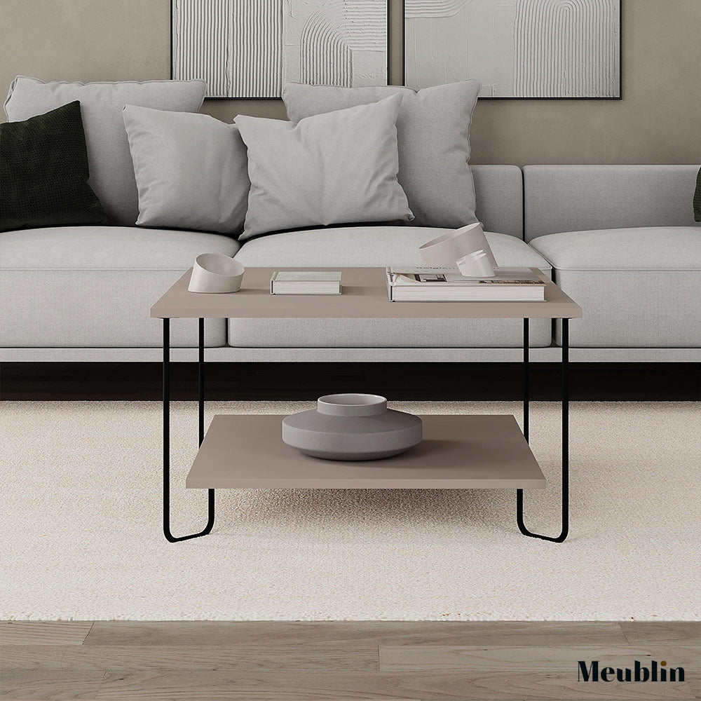 Table basse carrée pour séjour MARBO 80 cm - Cappuccino