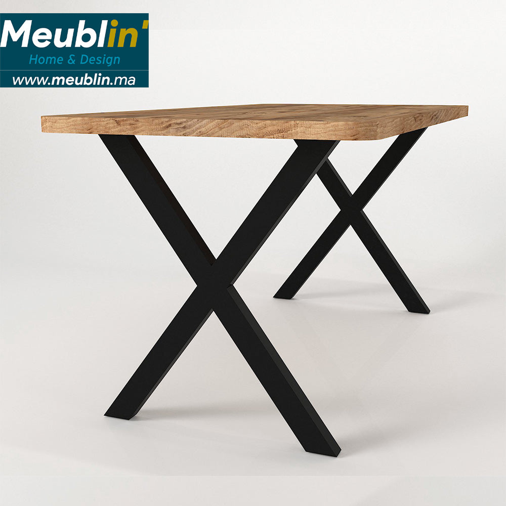 Table salle à manger en bois NOVUS 150 cm - piétement en métal - Meublin.ma Table salle a manger Meublin.ma