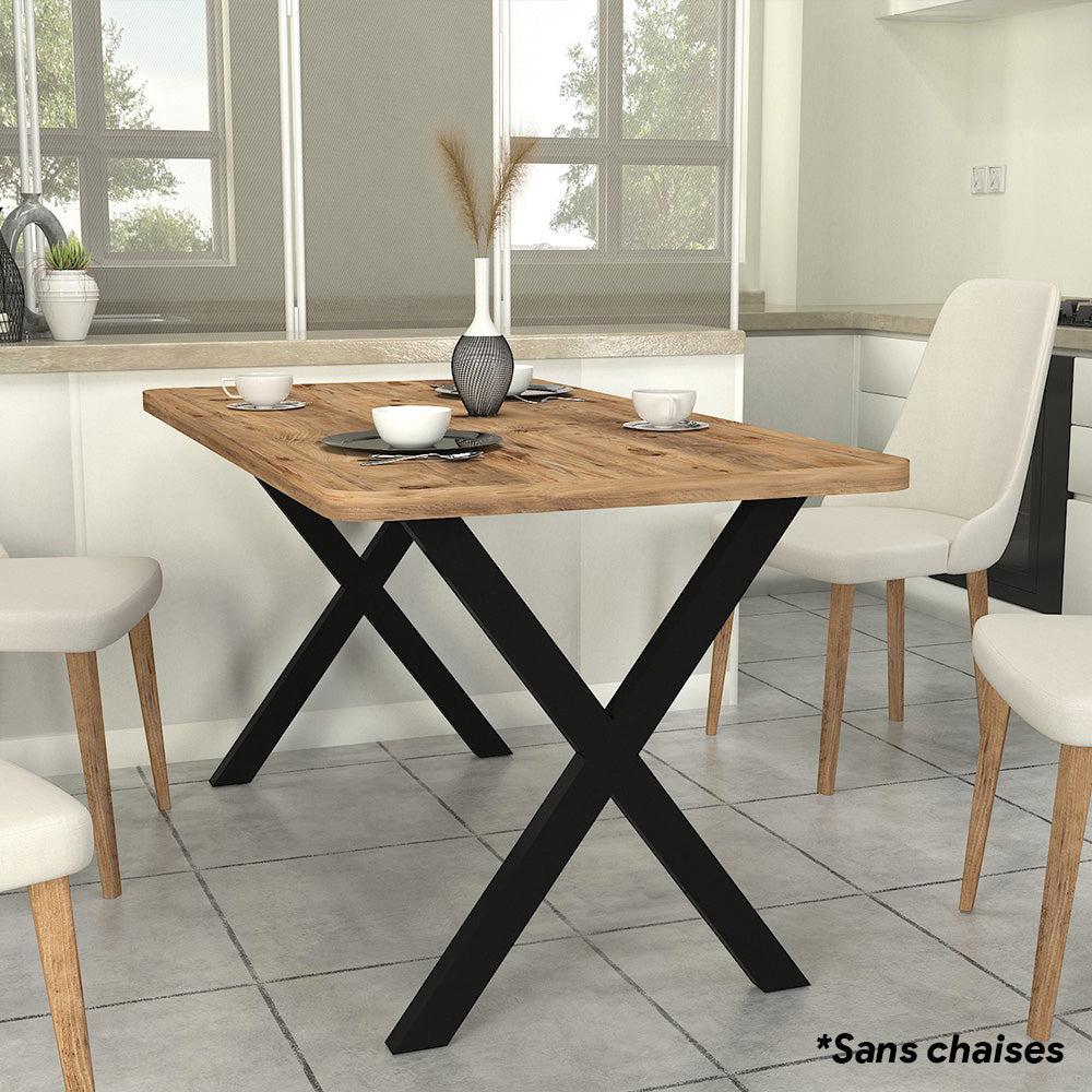Table salle à manger en bois NOVUS 150 cm - piétement en métal - Meublin.ma Table salle a manger Meublin.ma