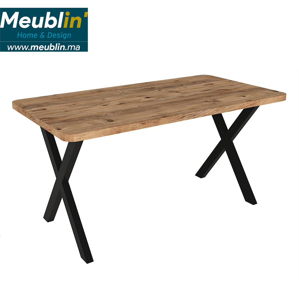 Table salle à manger en bois NOVUS 150 cm - piétement en métal - Meublin.ma Table salle a manger Meublin.ma