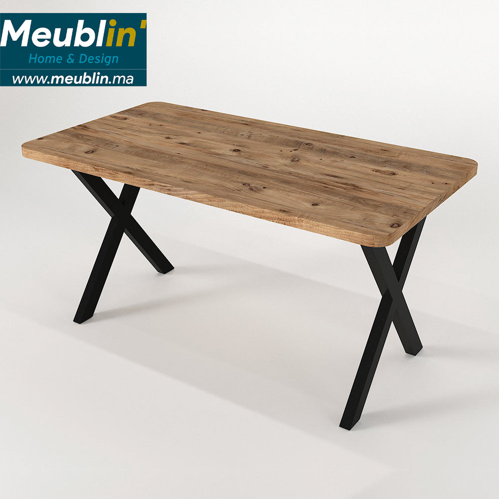Table salle à manger en bois NOVUS 150 cm - piétement en métal - Meublin.ma Table salle a manger Meublin.ma