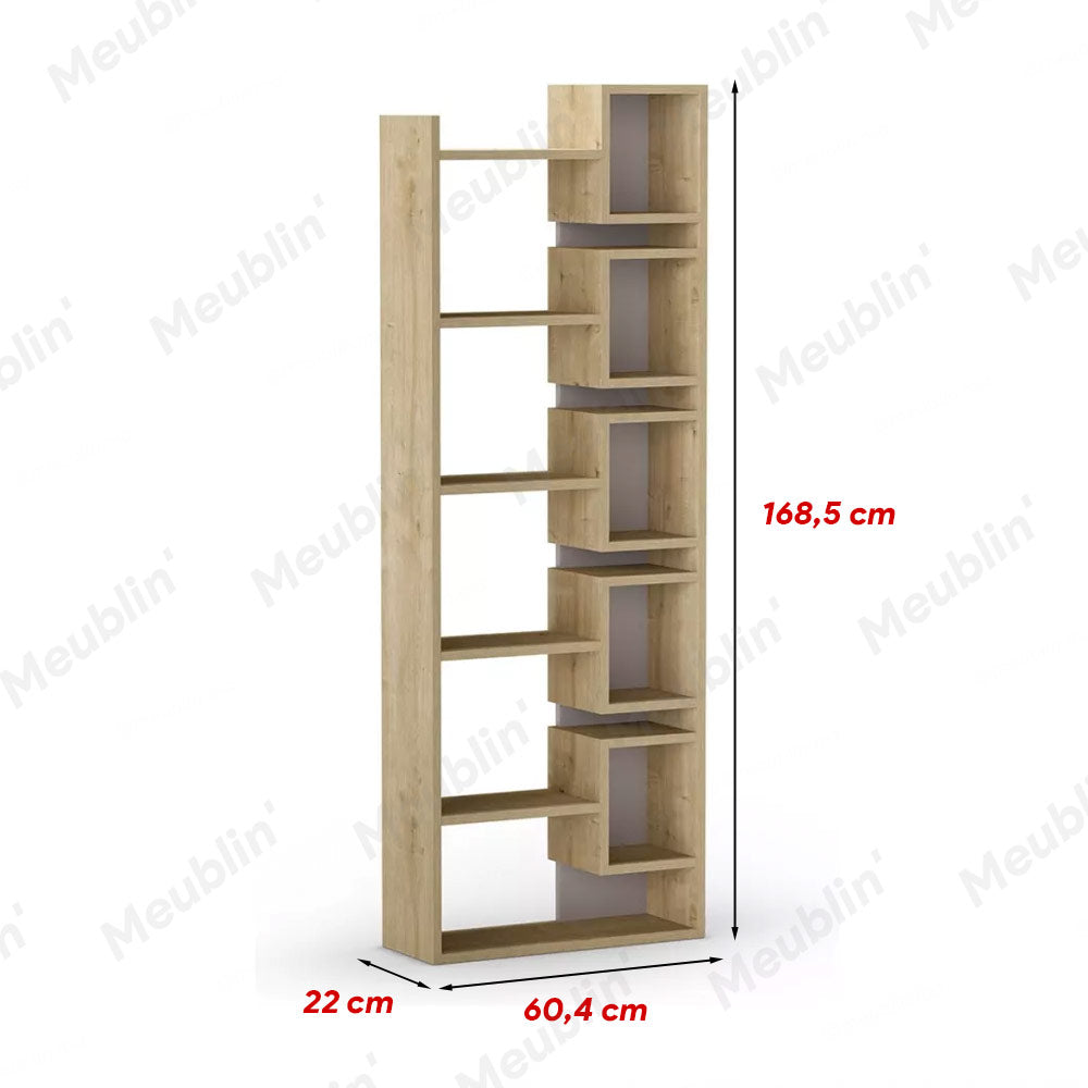 Bibliothèque à étagères de rangement OPPABOX 168 cm - Chêne et Beige