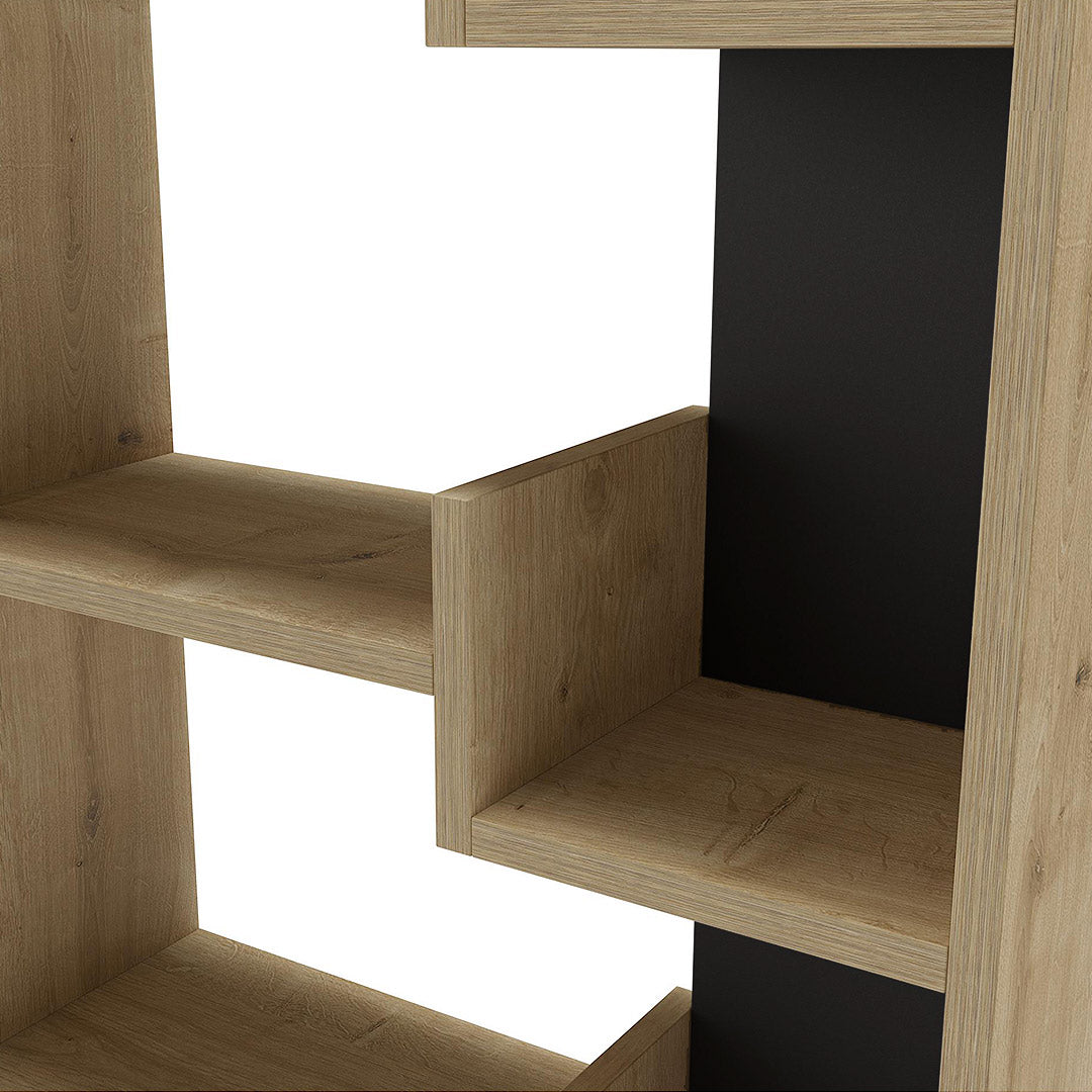 Bibliothèque à étagères de rangement OPPA 162 cm - Chêne et Noir