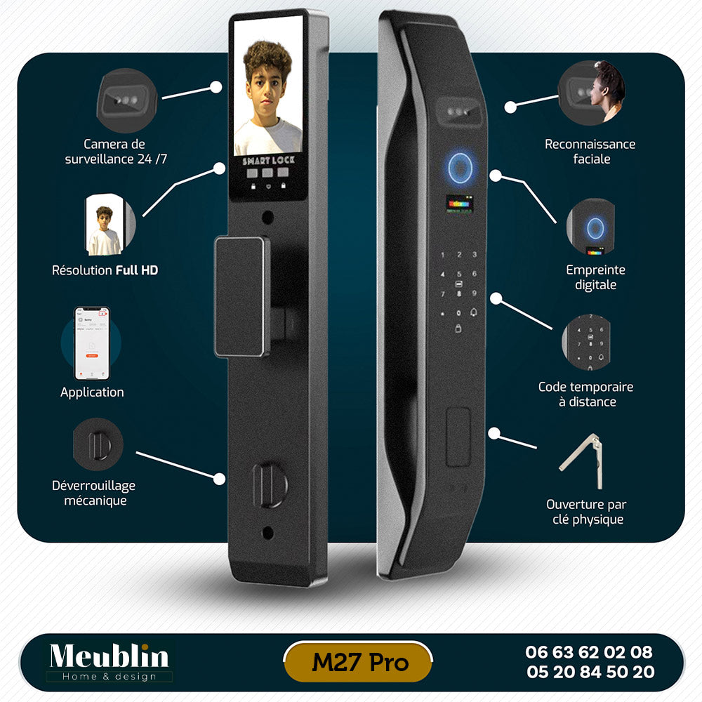 Poignée Digitale M27 Pro - Serrure intelligente connectée au Maroc