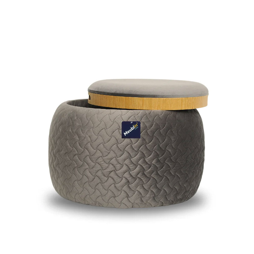 Ottoman de luxe avec espace de rangement intégré - Gris Charbon