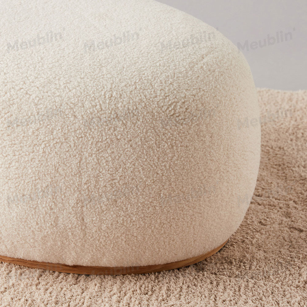 Tabouret de luxe en bouclette - Blanc cassé - Séjour et Salon