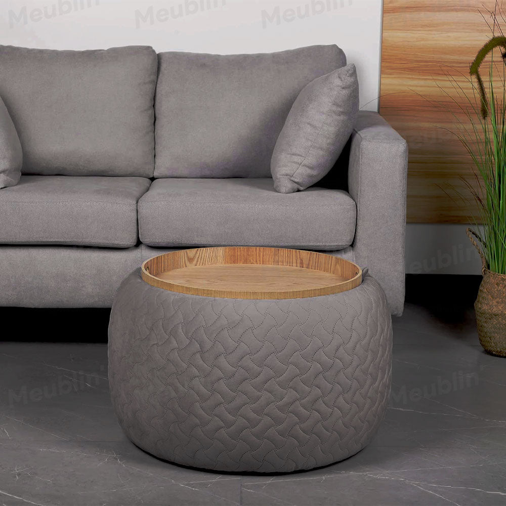 Ottoman de luxe avec espace de rangement intégré - Gris Charbon