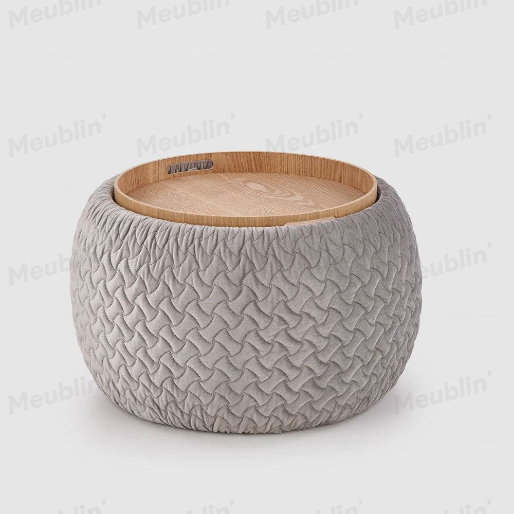 Ottoman de luxe avec espace de rangement intégré - Gris Charbon