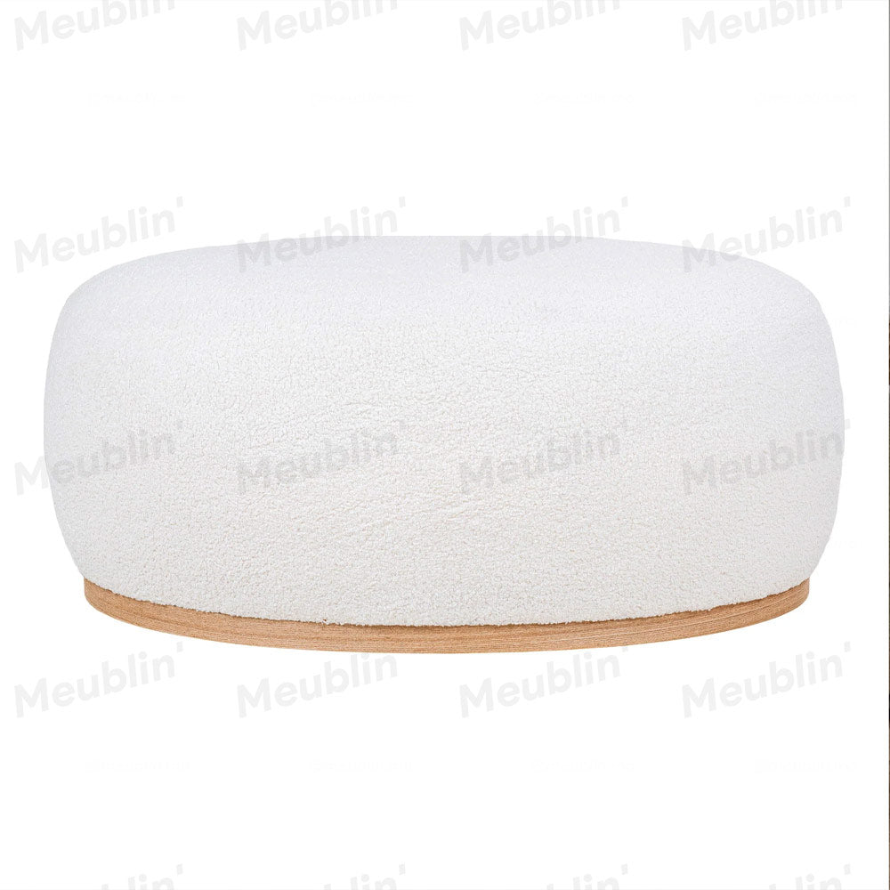 Tabouret de luxe en bouclette - Blanc cassé - Séjour et Salon