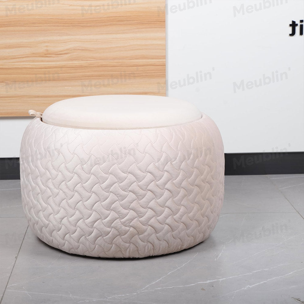 Ottoman de luxe avec espace de rangement intégré - Blanc cassé - chambre