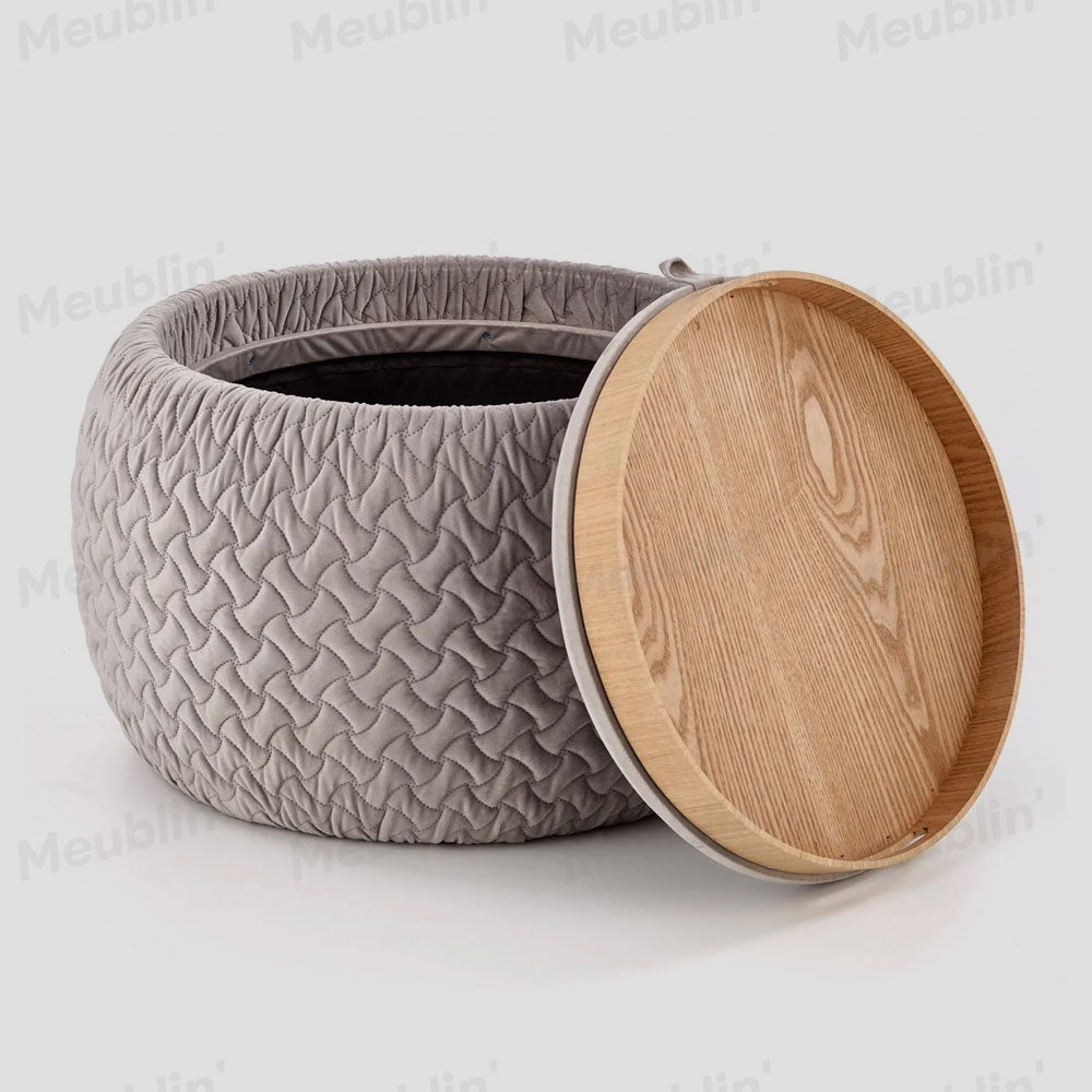 Ottoman de luxe avec espace de rangement intégré - Gris Charbon