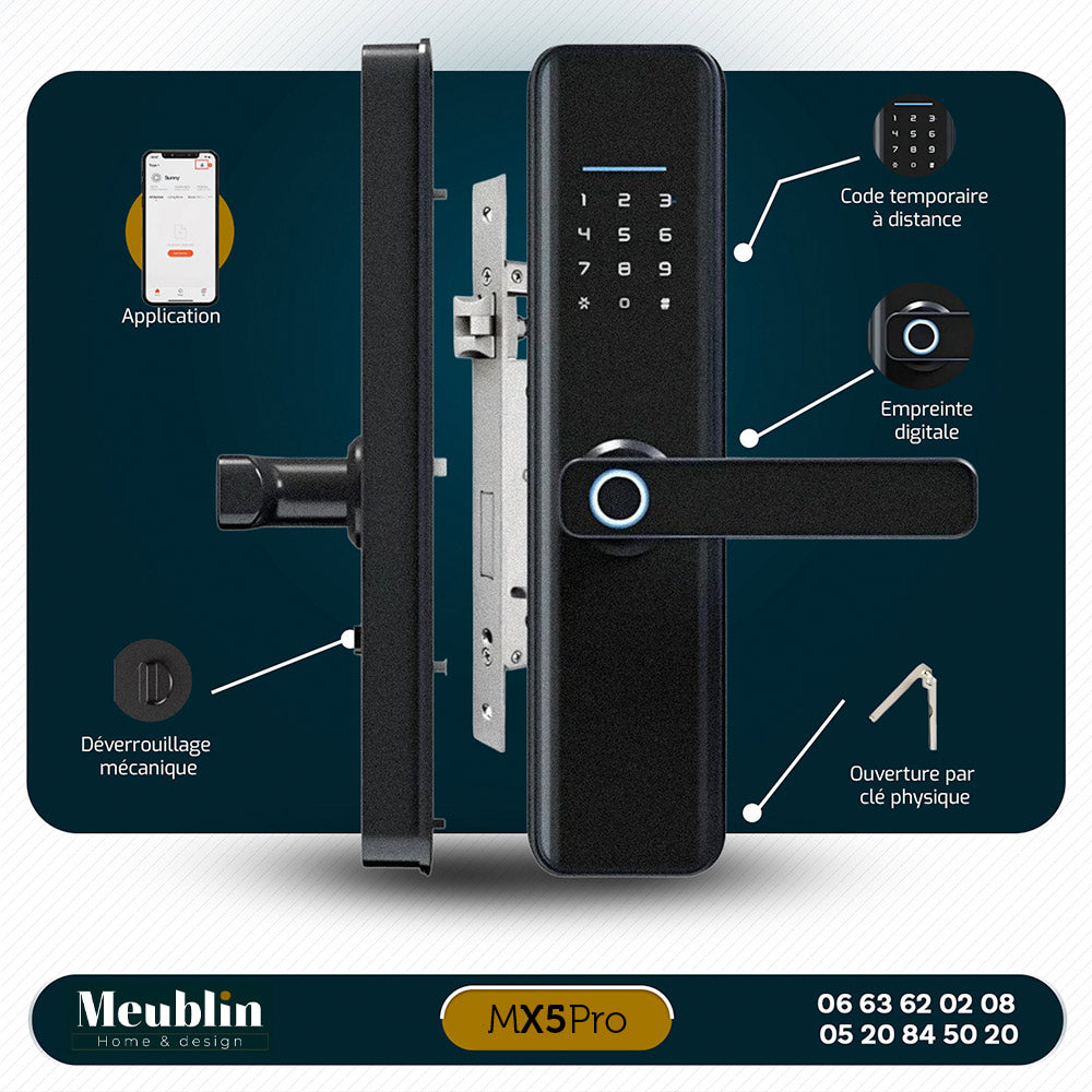 Poignée intelligente connectée MX5 Pro - Accés biométrique sécurisé