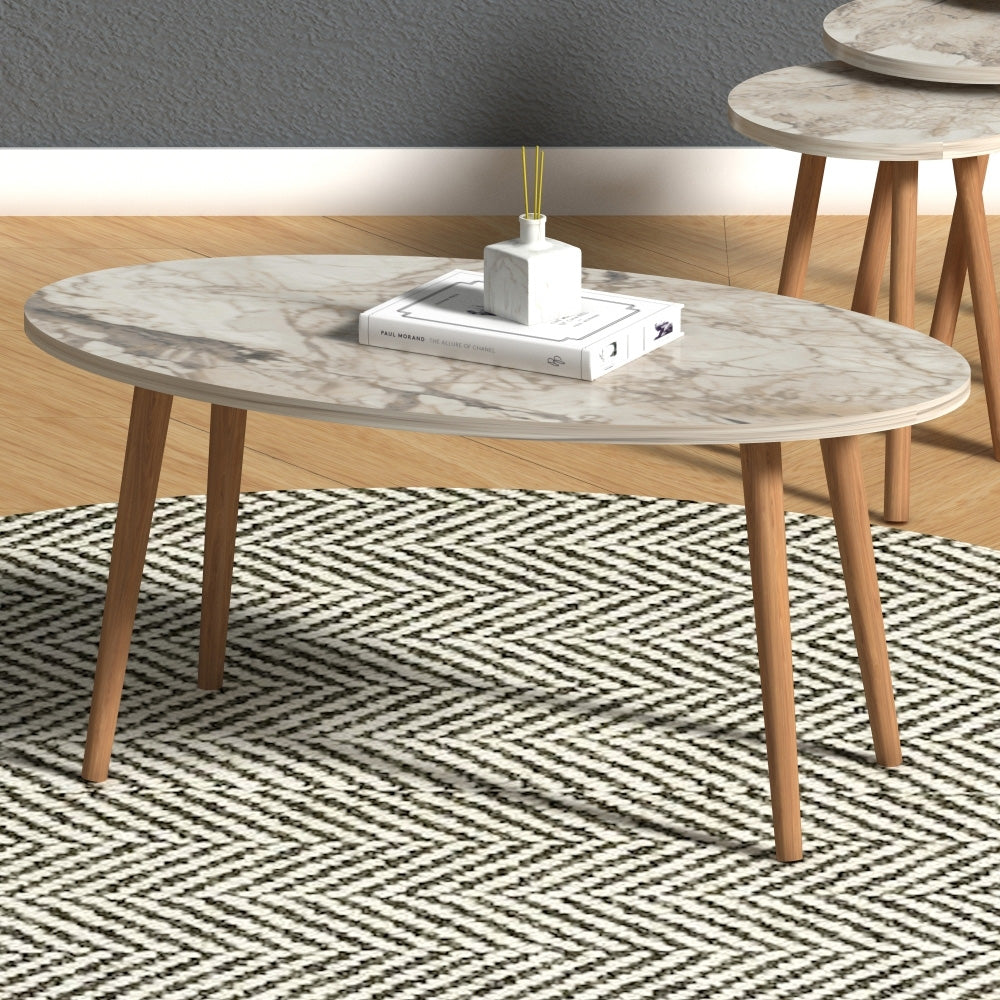 Set de Tables pour séjour ou bureau - Effet marbré et noyer - Meublin.ma Meuble TV Meublin.ma