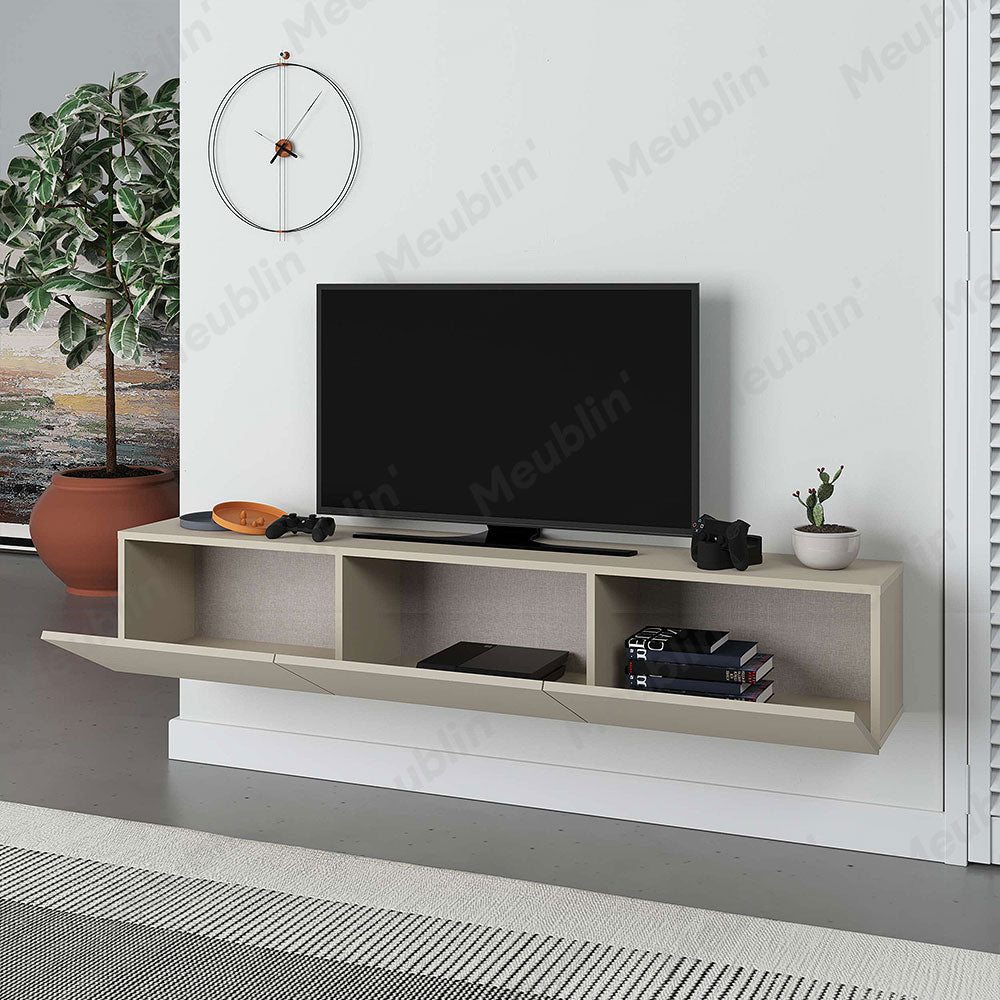 Meuble TV design suspendu FRANCY 180 cm - Beige Taupe