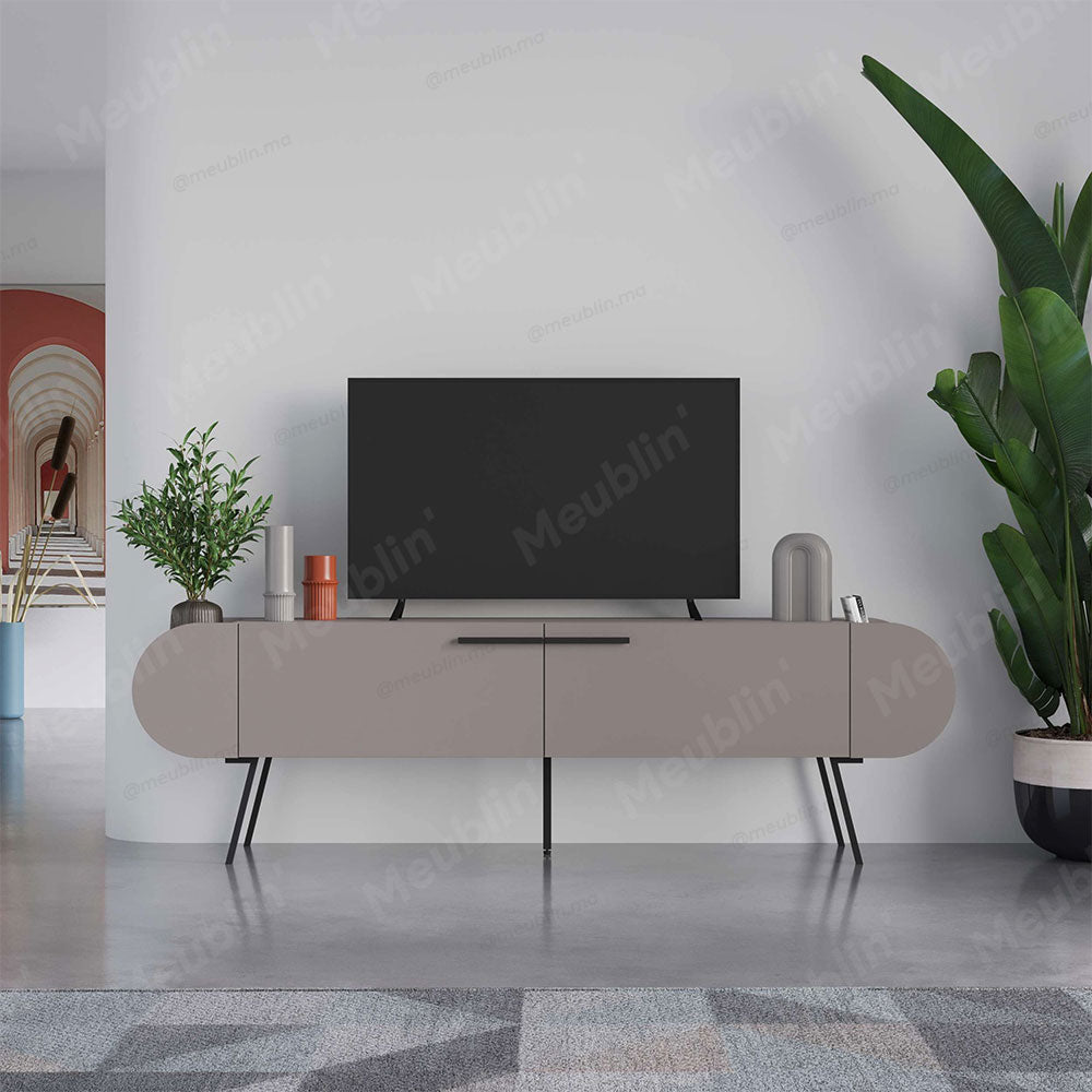 Meuble TV à design minimaliste CAPSULE 195 cm - Beige Cappuccino