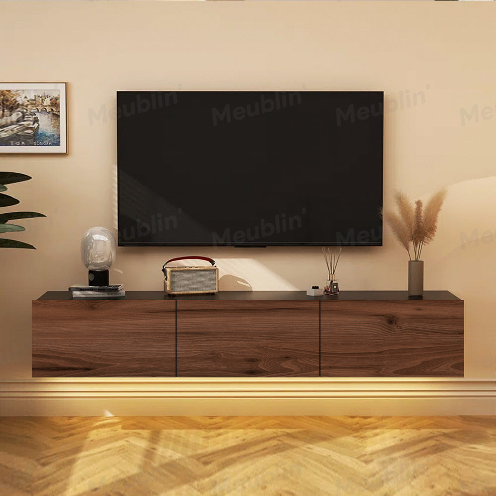 Meuble TV design suspendu DAMLA 180 cm - Marron Noyer Exclusif