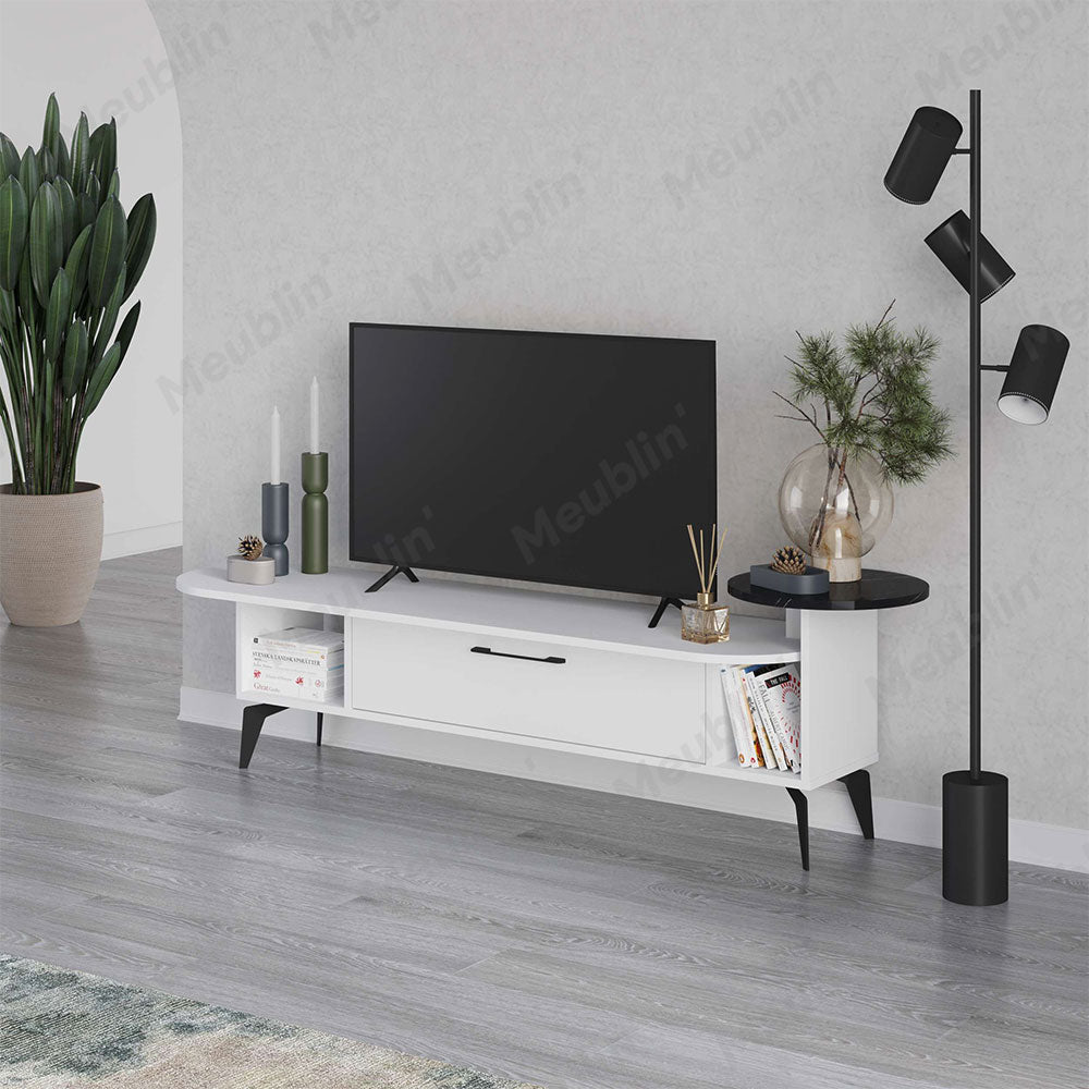 Meuble TV moderne ADA 190 cm pour séjour ou salon - Blanc