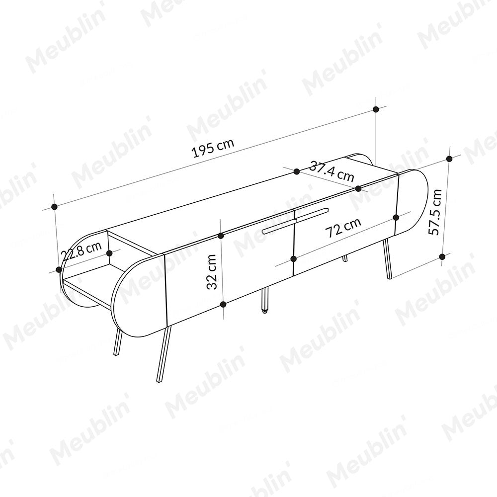 Meuble TV à design minimaliste CAPSULE 195 cm - Blanc