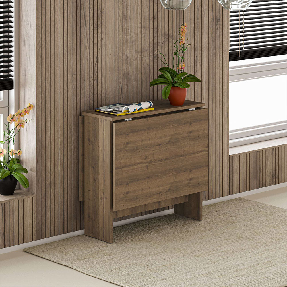 Table à manger pliable en bois ARTEMIO 130 cm - Marron noyer