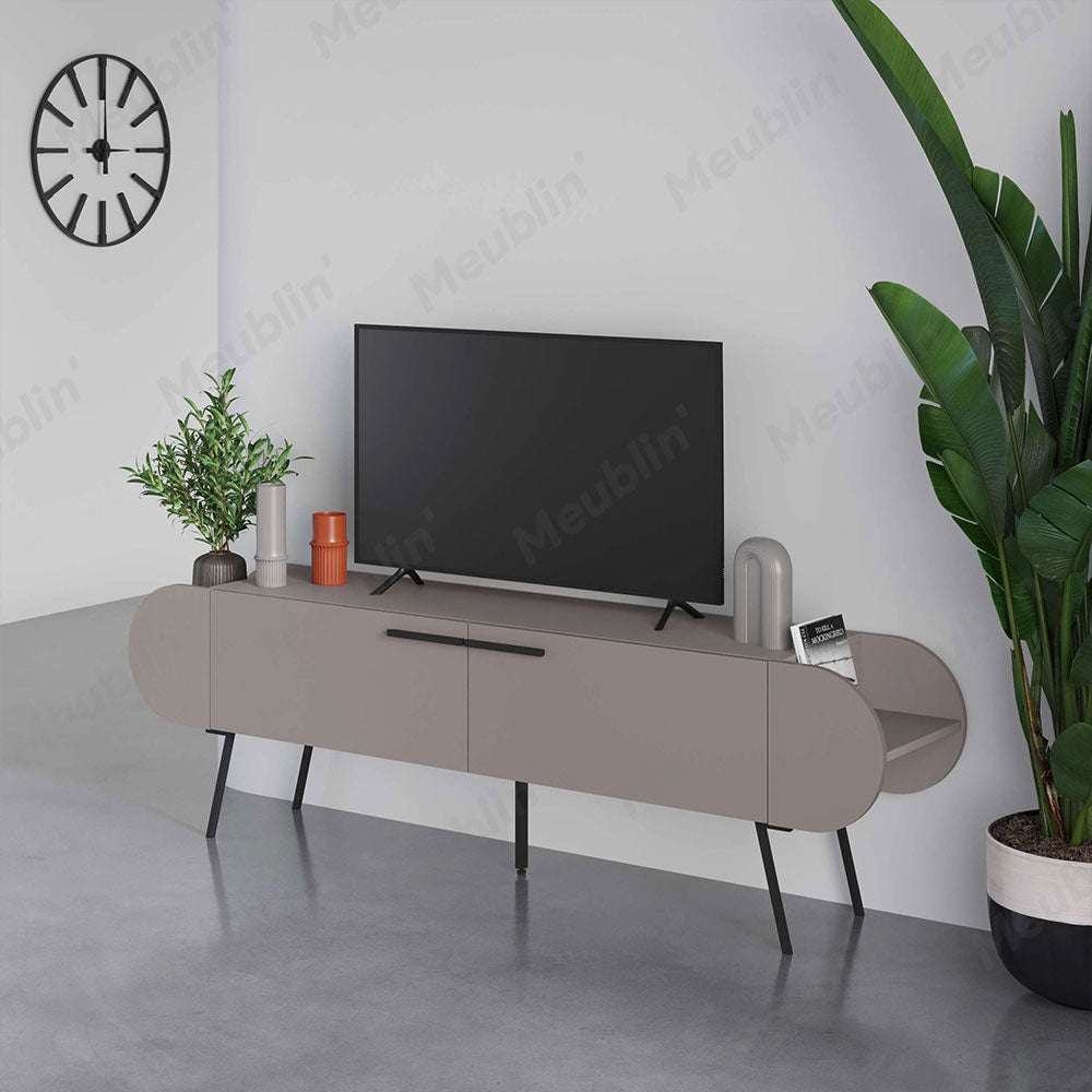 Meuble TV à design minimaliste CAPSULE 195 cm - Beige Cappuccino