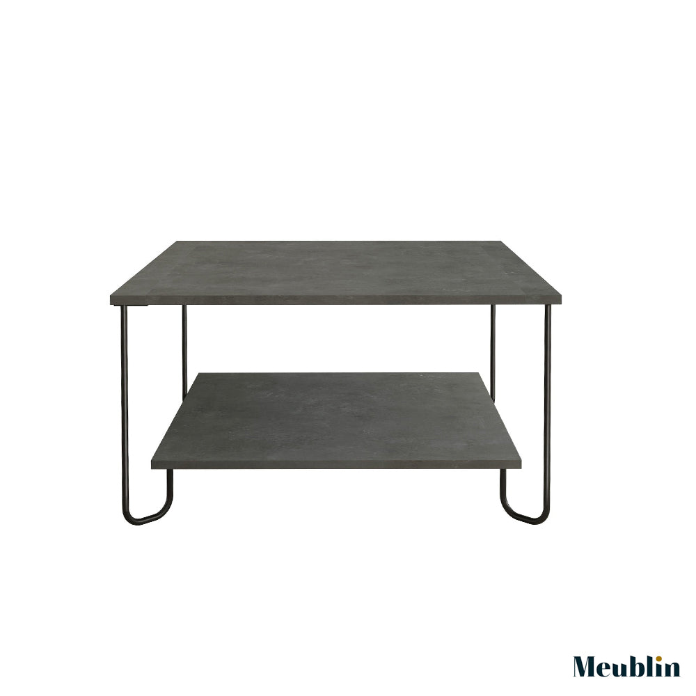 Table basse carrée pour séjour MARBO 80 cm - Gris Béton