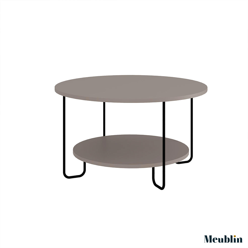 Table basse ronde pour séjour CORRO 80 cm - Cappuccino