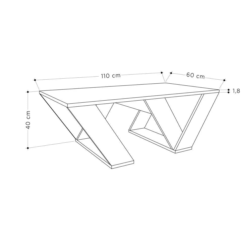 Table basse moderne pour séjour PIPRA 110 cm - effet Travertin